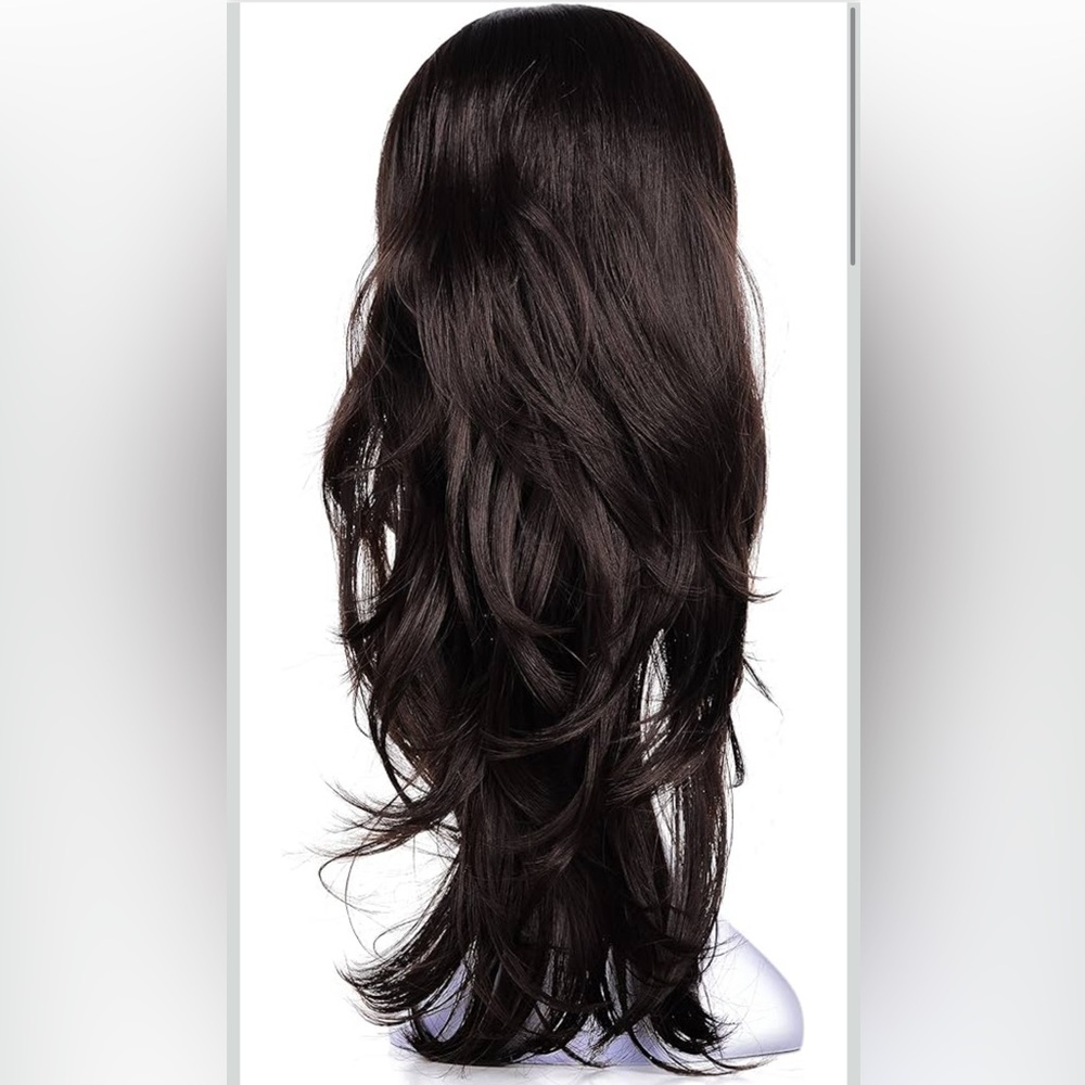 NEW 22” Semi Curly Hair 3/4 Half Wig Fall R6 Dark Brown